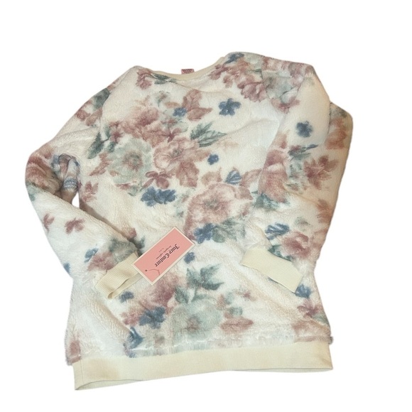 NWT Juicy Couture Girls Long Sleeve Crewneck Fleece Sweatshirt Floral Pattern - Picture 2 of 4